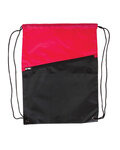 Two-Tone Poly Drawstring Backpack With Zipper